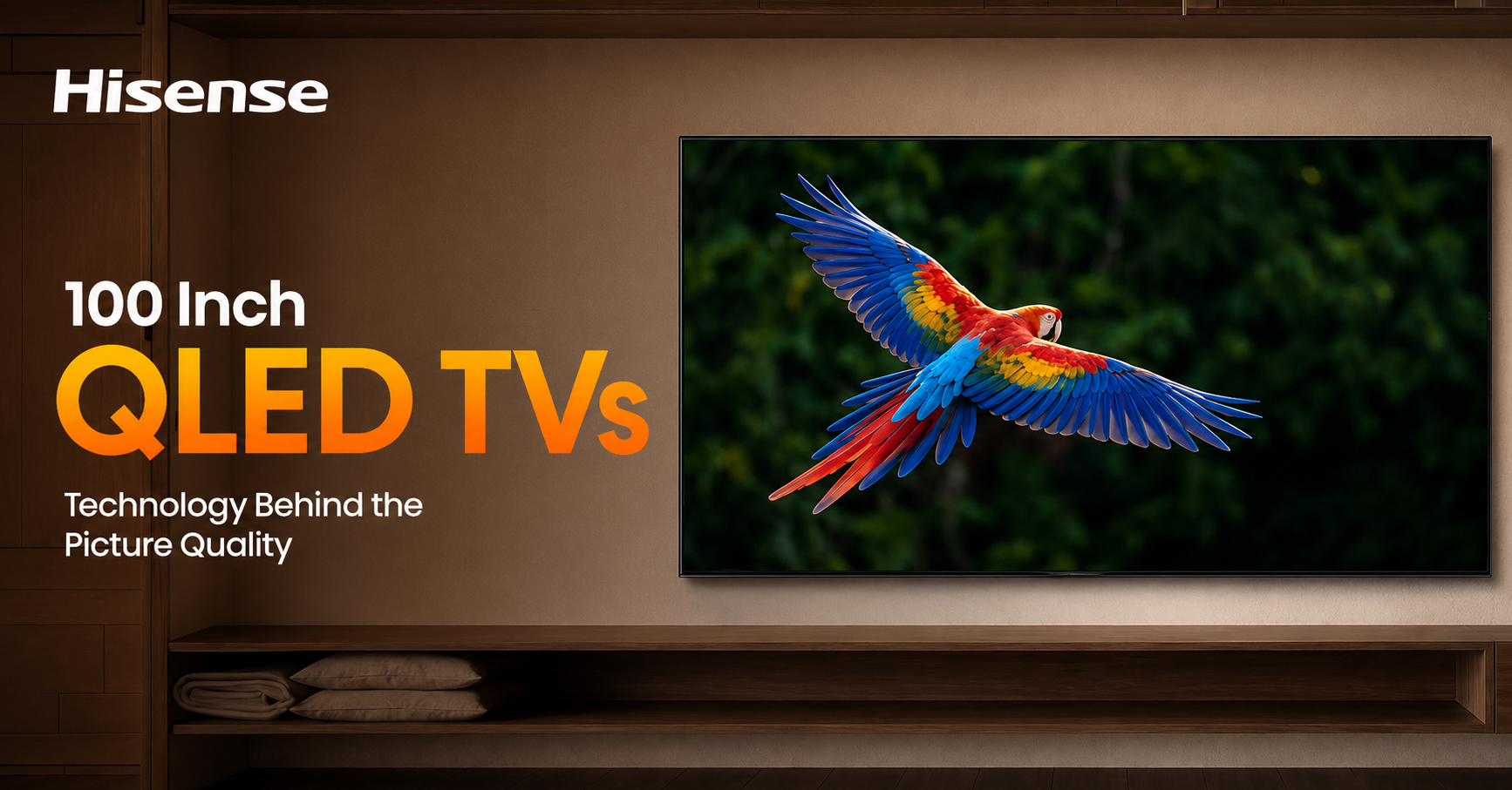 Hisense 100 inch LED TV highlighting advanced display technology behind enhanced picture quality and vivid colours